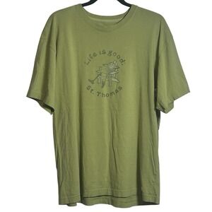 Life Is Good St. Thomas Crusher Tee Size Large Vacation Travel Resort Beach